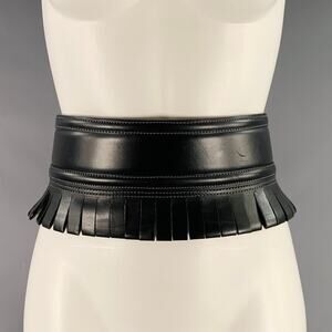 ALAIA Size 27 Black Fringe Leather Belt